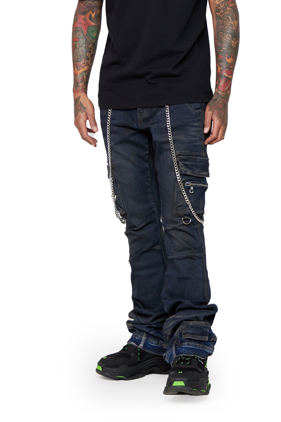 “NICO” VINTAGE BLUE STACKED FLARE JEAN