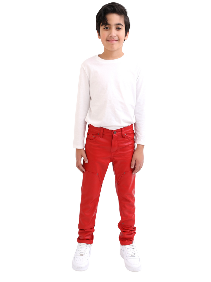 VPLAY KIDS LEATHER STACKED "ALPHA 2.0" RED