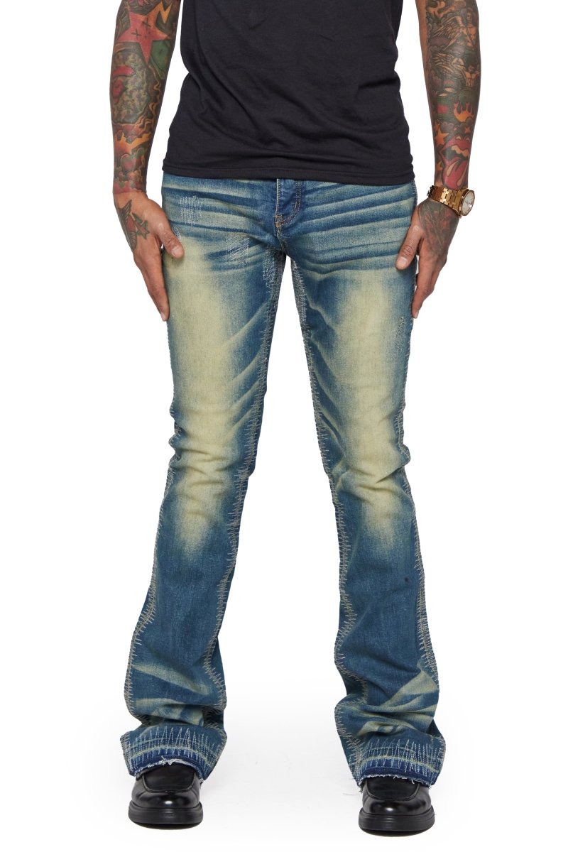 “A83“ STACKED FLARE JEAN VIN VINTAGE BLUE - Valabasas