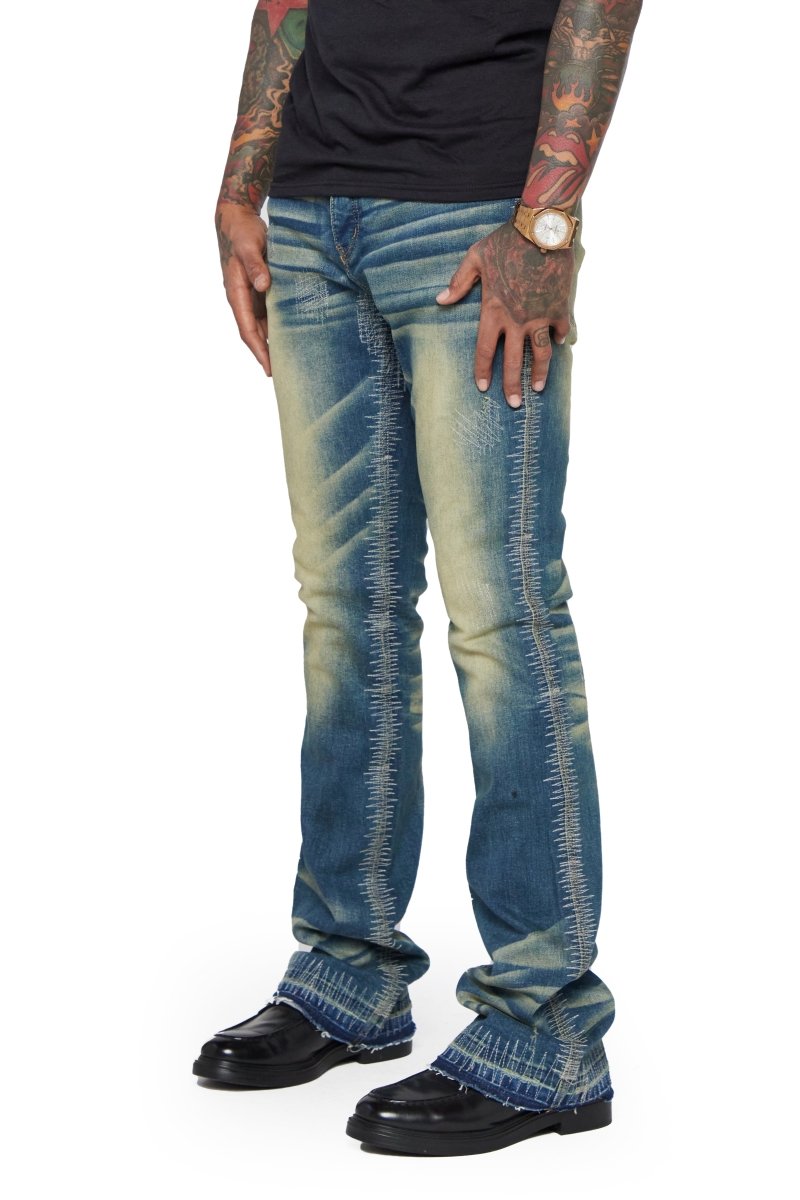 “A83“ STACKED FLARE JEAN VIN VINTAGE BLUE - Valabasas