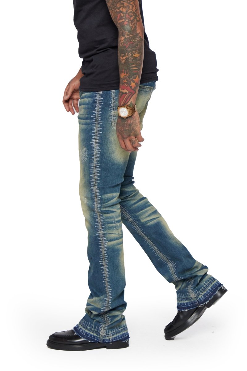 “A83“ STACKED FLARE JEAN VIN VINTAGE BLUE - Valabasas
