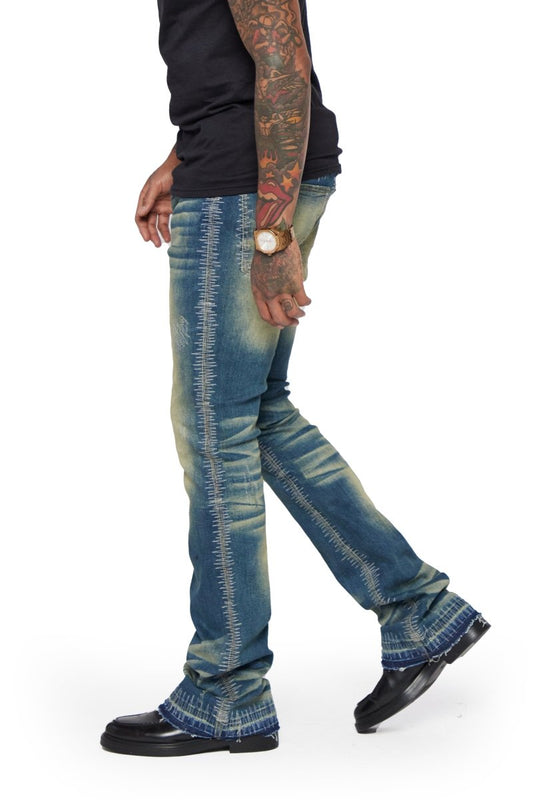 “A83“ STACKED FLARE JEAN VIN VINTAGE BLUE - Valabasas