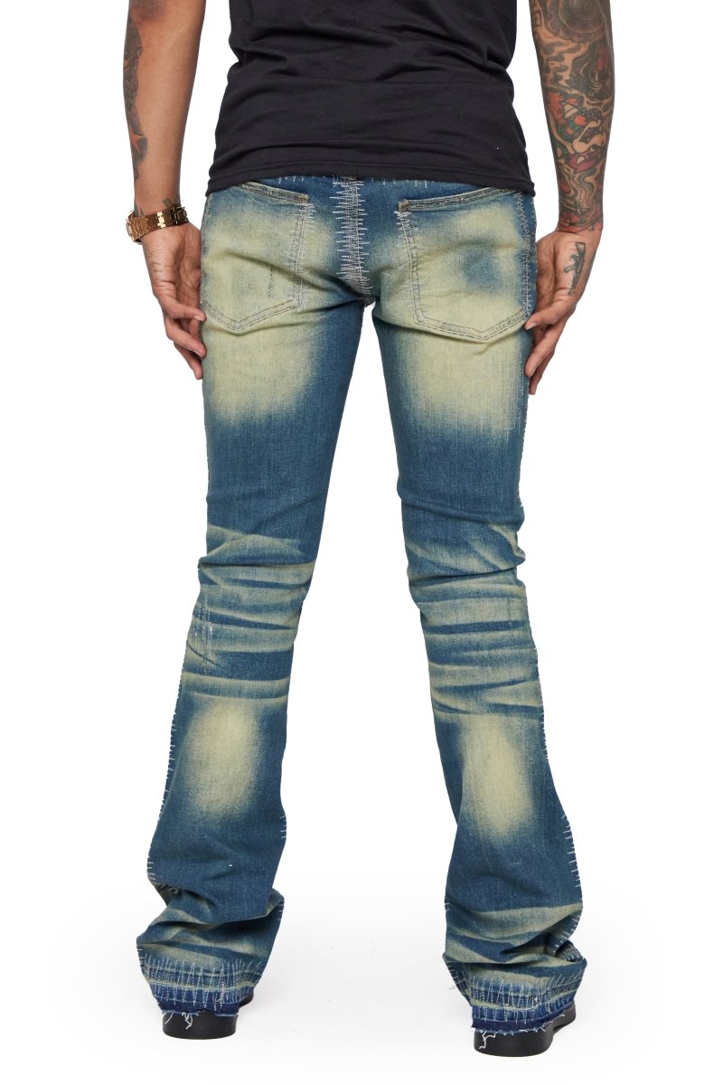 “A83“ STACKED FLARE JEAN VIN VINTAGE BLUE - Valabasas