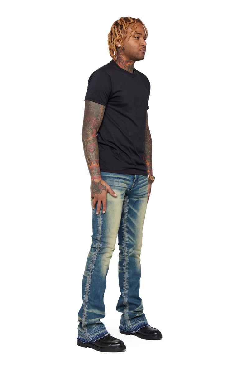 “A83“ STACKED FLARE JEAN VIN VINTAGE BLUE - Valabasas
