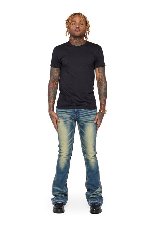 “A83“ STACKED FLARE JEAN VIN VINTAGE BLUE - Valabasas