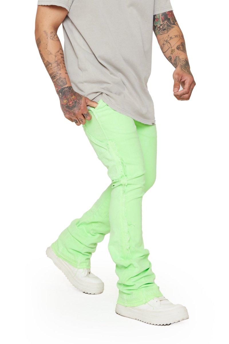 “ALPHA” STACKED FLARE JEAN LT.GREEN - Valabasas