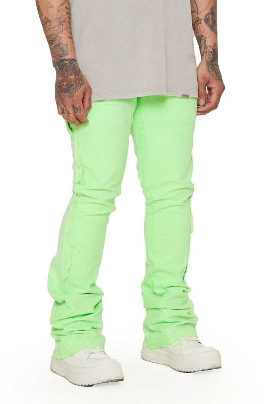 “ALPHA” STACKED FLARE JEAN LT.GREEN - Valabasas