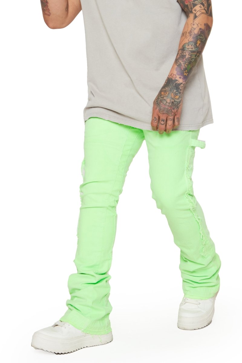 “ALPHA” STACKED FLARE JEAN LT.GREEN - Valabasas