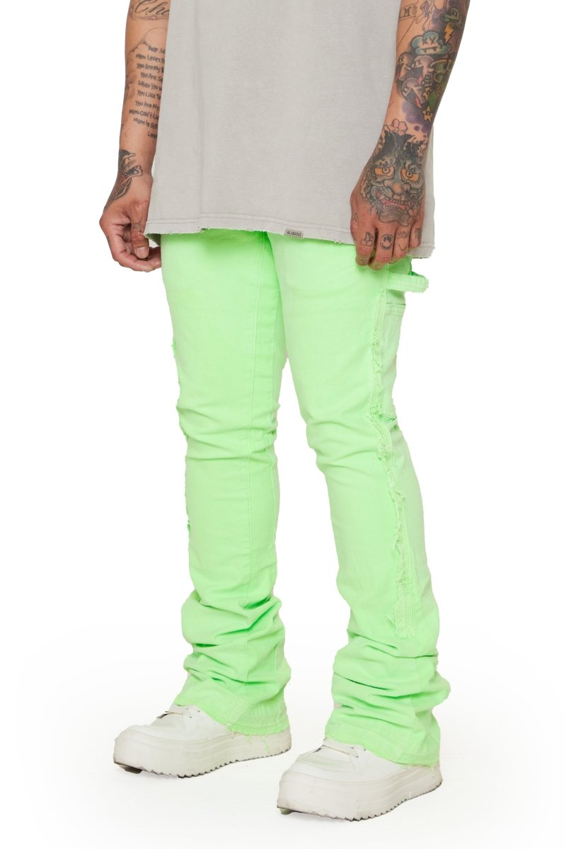 “ALPHA” STACKED FLARE JEAN LT.GREEN - Valabasas
