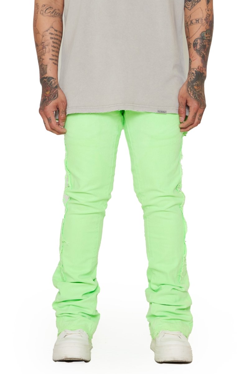 “ALPHA” STACKED FLARE JEAN LT.GREEN - Valabasas