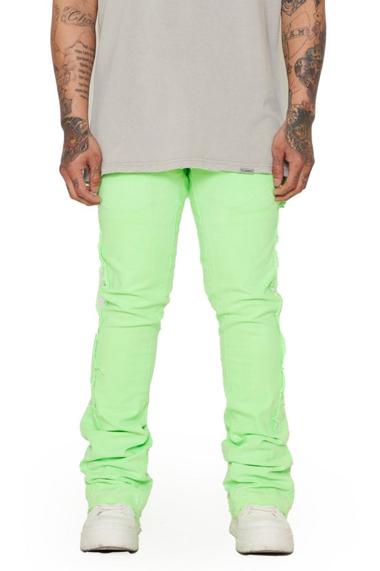 “ALPHA” STACKED FLARE JEAN LT.GREEN - Valabasas