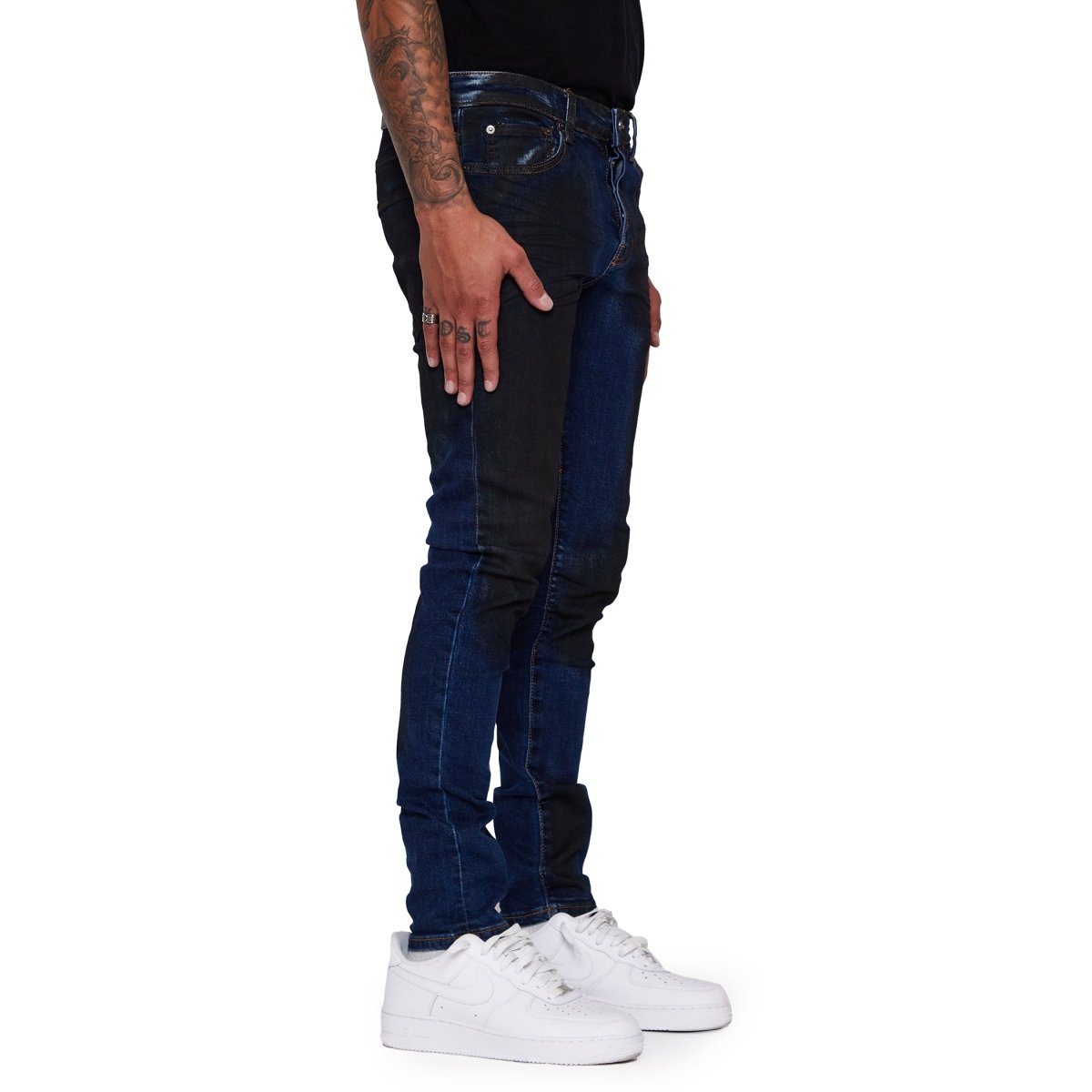 VALABASAS JEANS “ANOM” NERO BLU WAXED