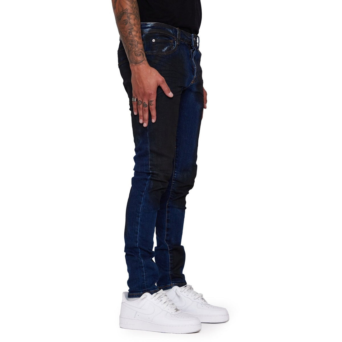 “ANOM” JEANS NERO BLU WAXED - Valabasas