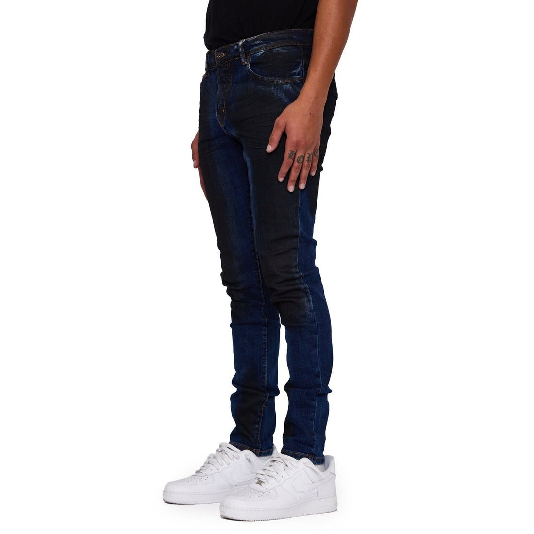 “ANOM” JEANS NERO BLU WAXED - Valabasas
