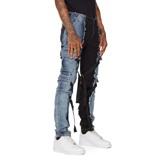 "APOLLO” JEANS BLUE DENIM / BLACK DENIM - Valabasas