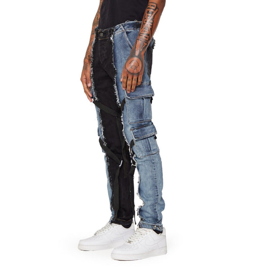 "APOLLO” JEANS BLUE DENIM / BLACK DENIM - Valabasas