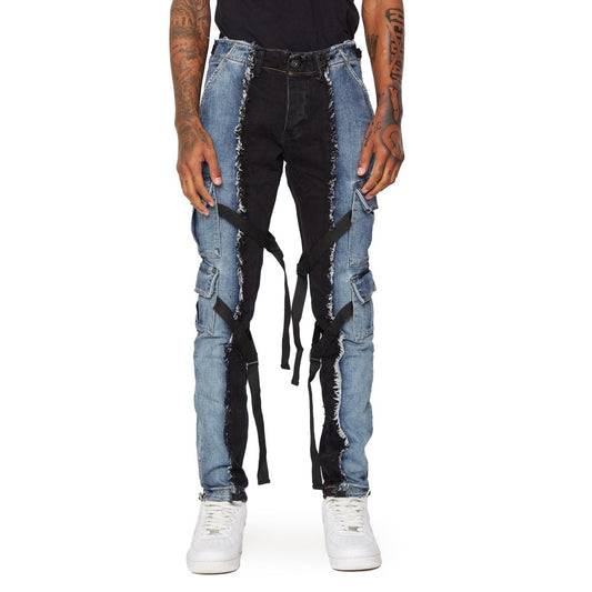 "APOLLO” JEANS BLUE DENIM / BLACK DENIM - Valabasas