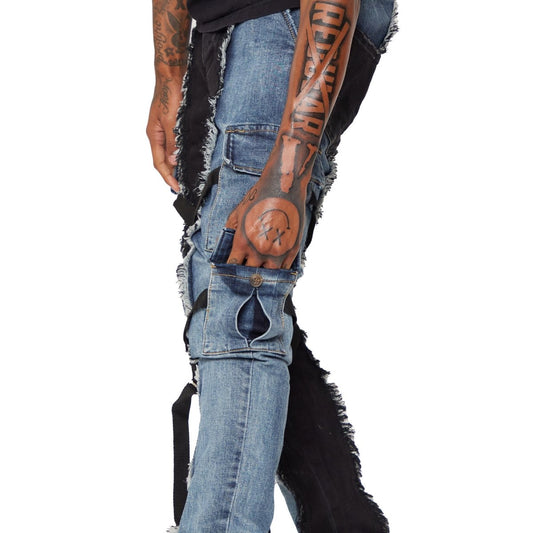 "APOLLO” JEANS BLUE DENIM / BLACK DENIM - Valabasas