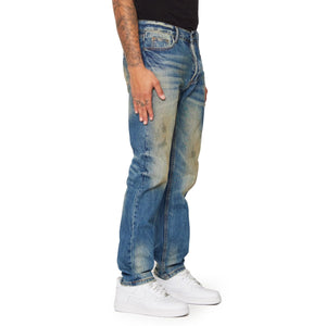"THRASHED" STRAIGHT DENIM VINTAGE BLUE WASH