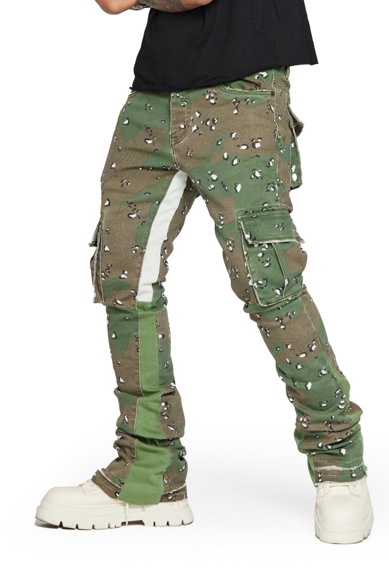 "COMMANDER" CAMO STACKED FLARE JEAN