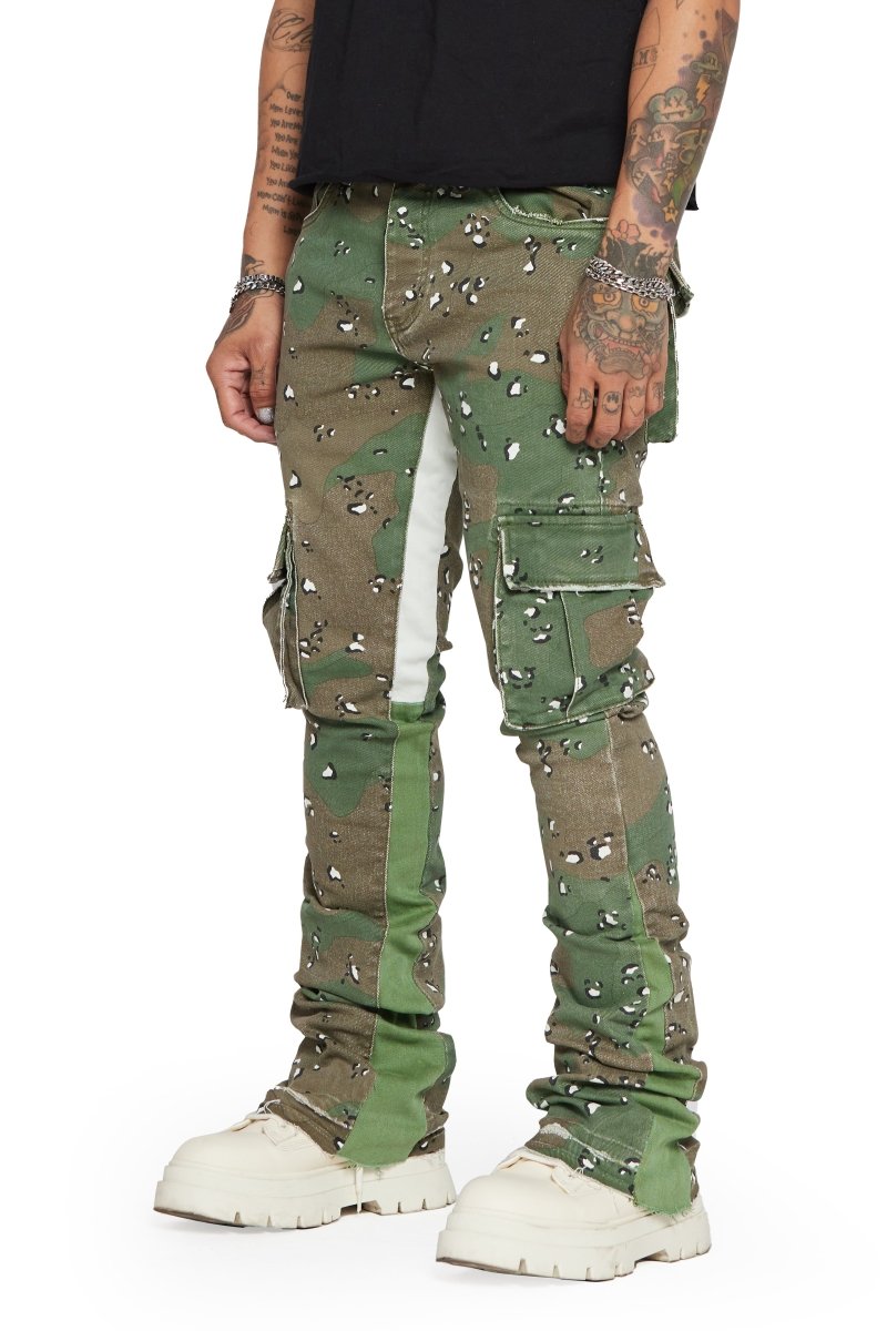 "COMMANDER" CAMO STACKED FLARE JEAN