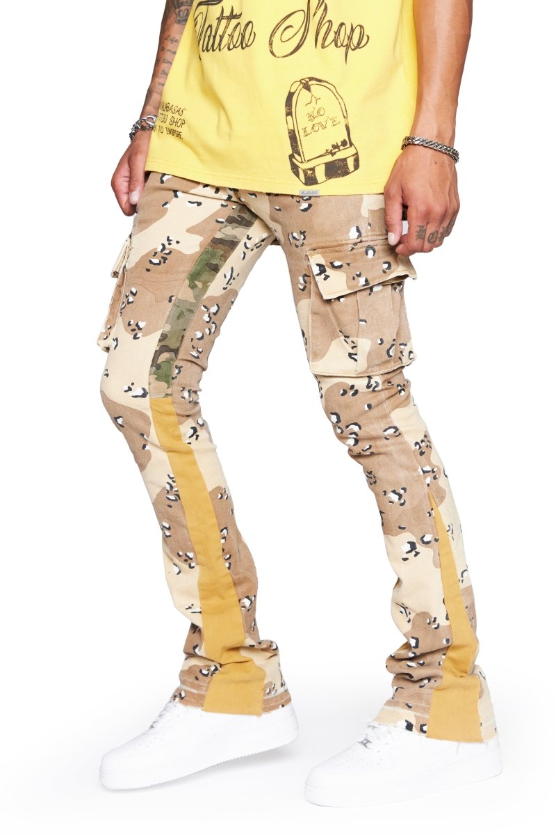 “COMMANDER " DESERT STORM STACKED FLARE JEAN