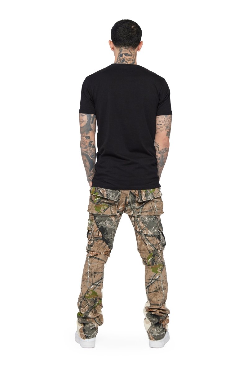 "COMMANDER" STACKED FLARE JEAN MOSS GREEN - Valabasas