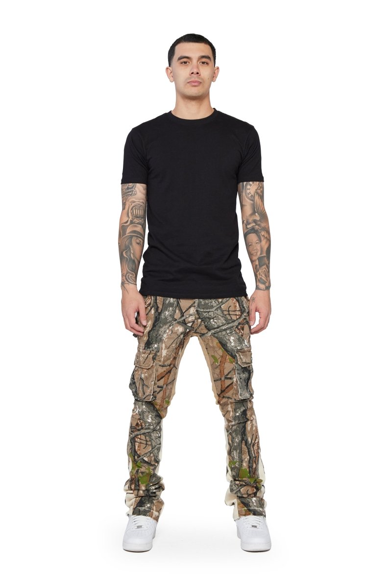 "COMMANDER" STACKED FLARE JEAN MOSS GREEN - Valabasas