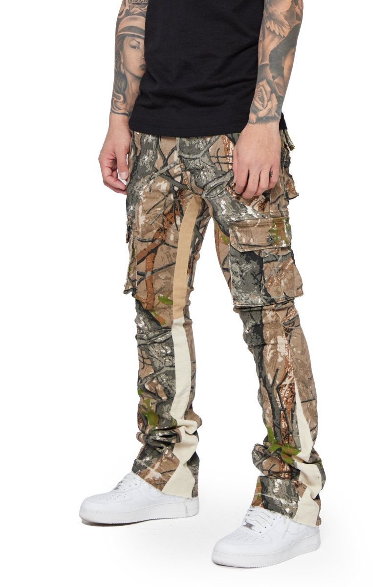 "COMMANDER" MOSS GREEN STACKED FLARE JEAN