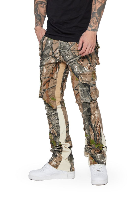 "COMMANDER" STACKED FLARE JEAN MOSS GREEN - Valabasas