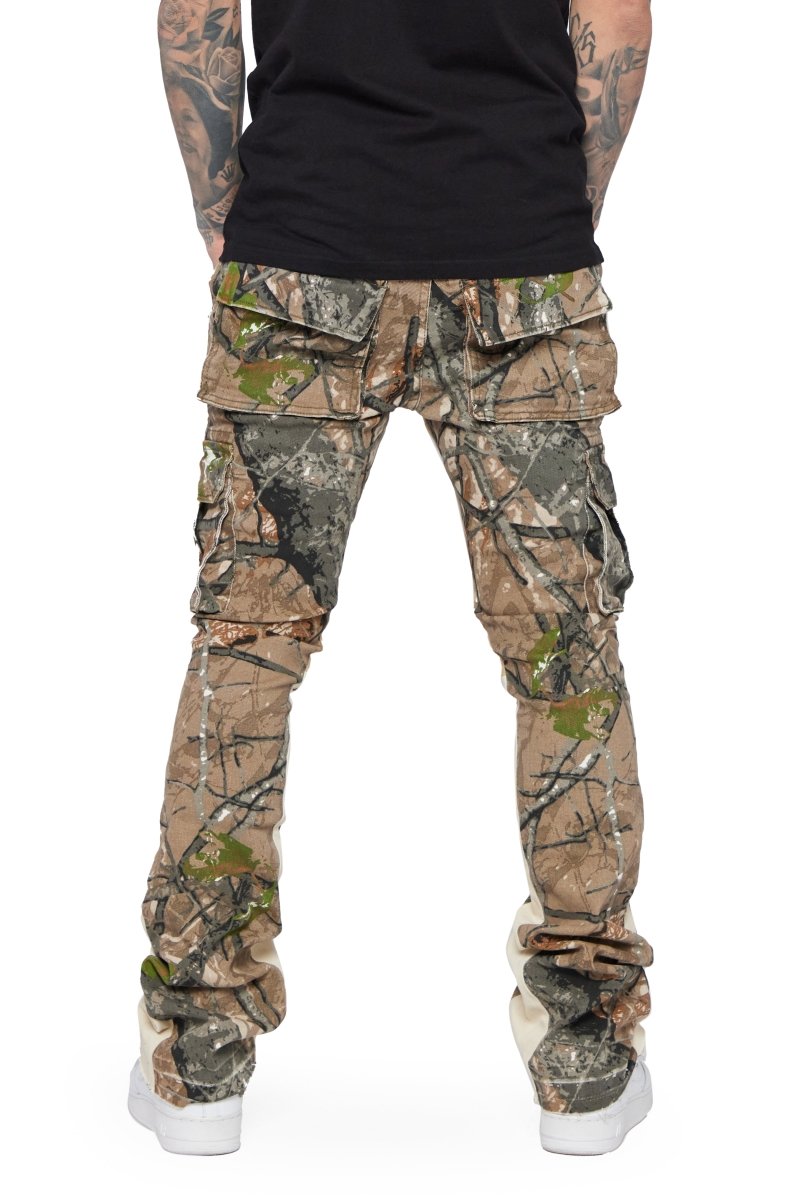 "COMMANDER" STACKED FLARE JEAN MOSS GREEN - Valabasas