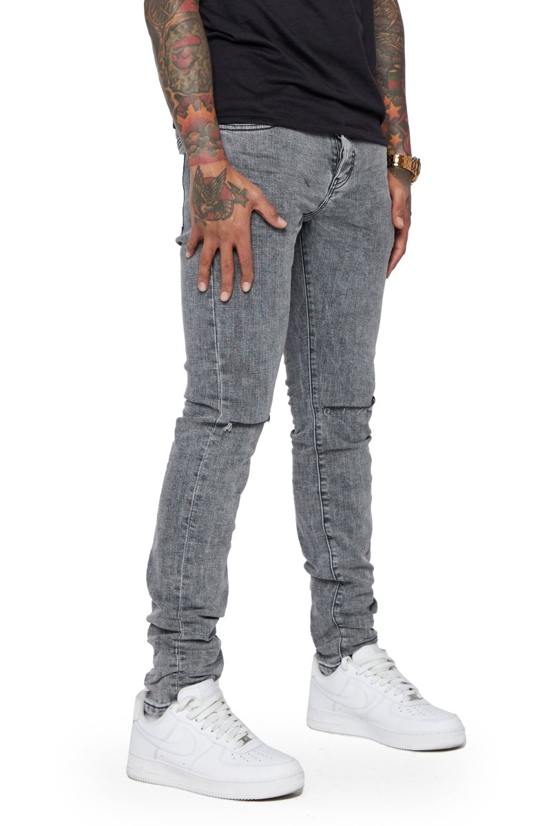 "MR CLEAN” LT.GREY WASHED SKINNY JEAN