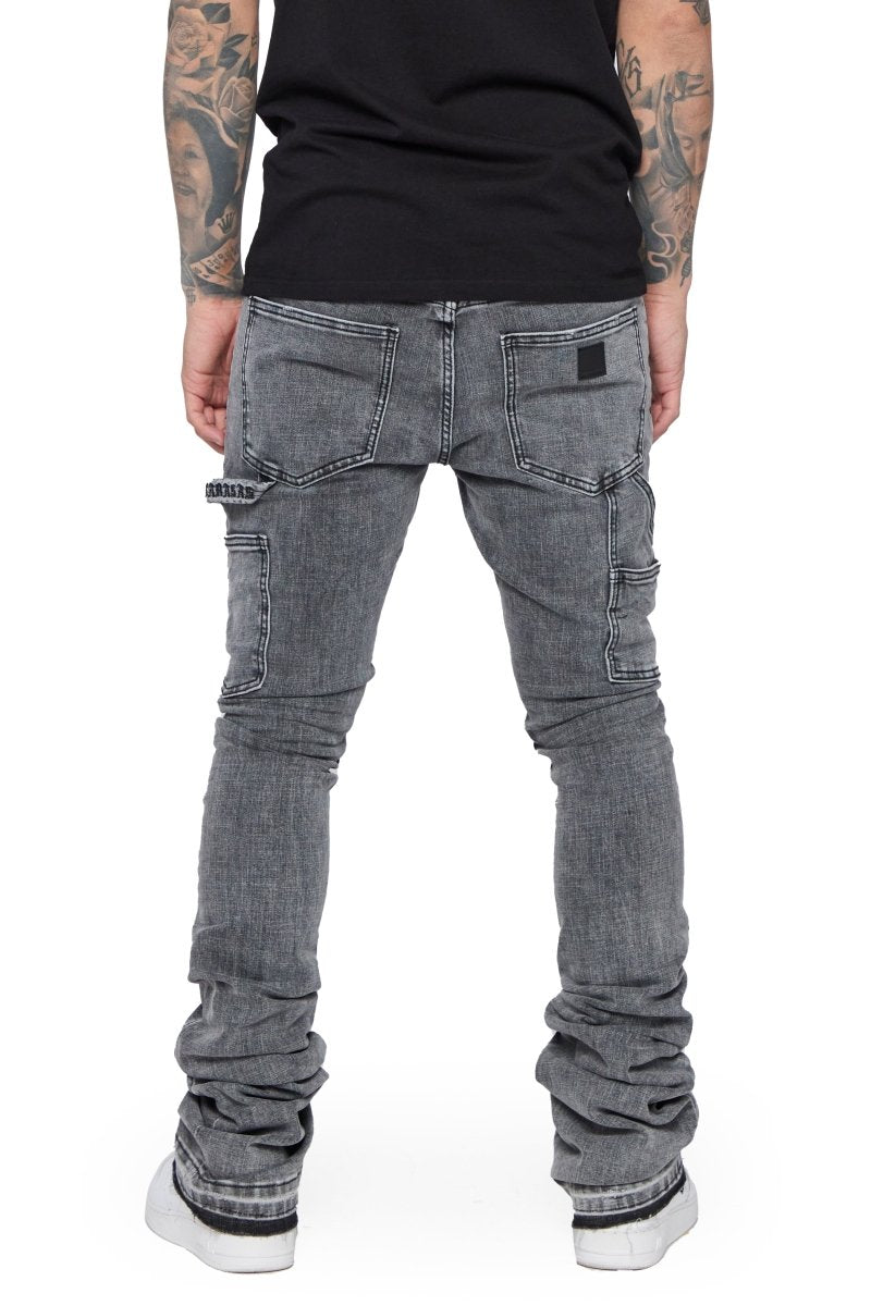 "MR. EXTENDO" STACKED FLARE JEAN LT. GREY WASHED - Valabasas