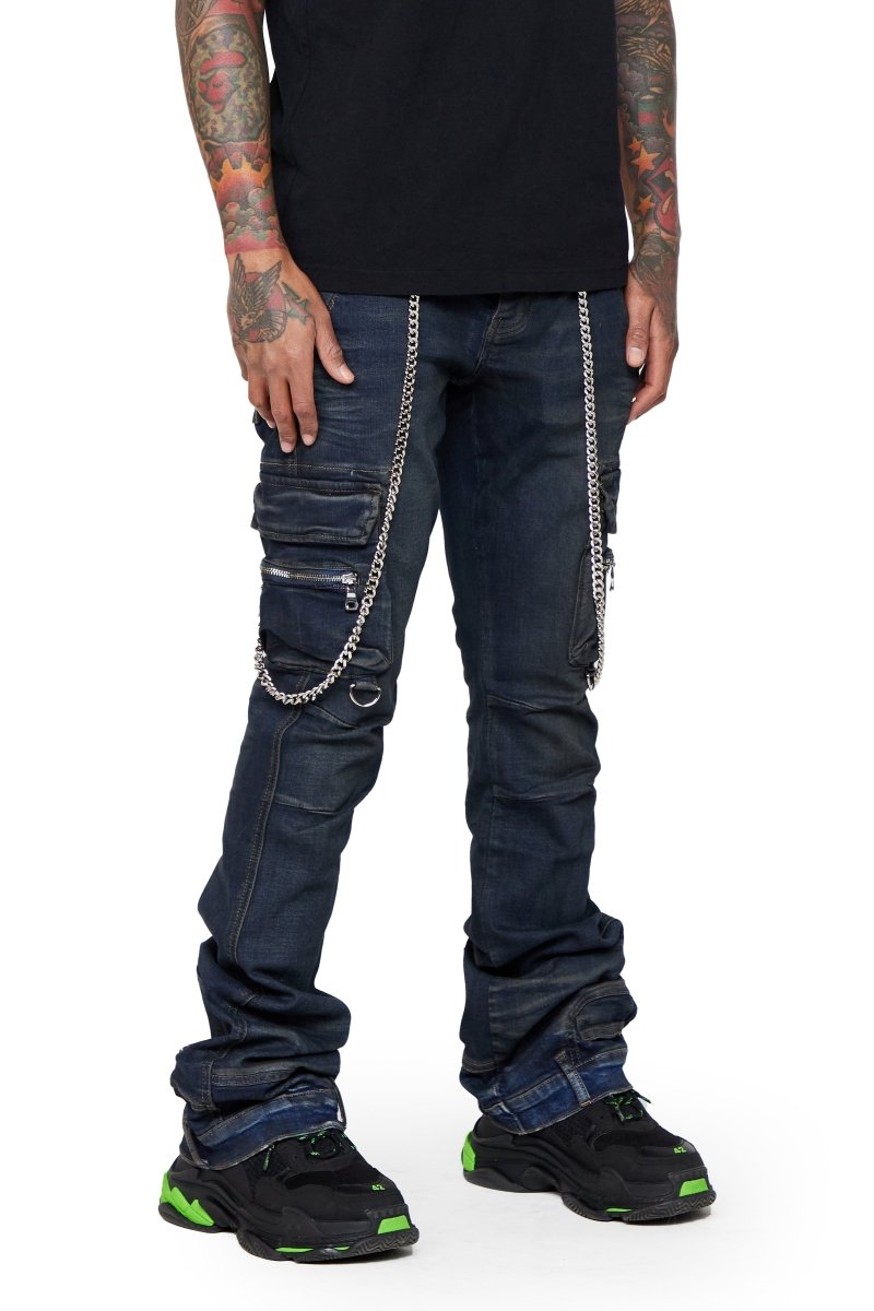 “NICO” STACKED FLARE JEAN VINTAGE BLUE - Valabasas
