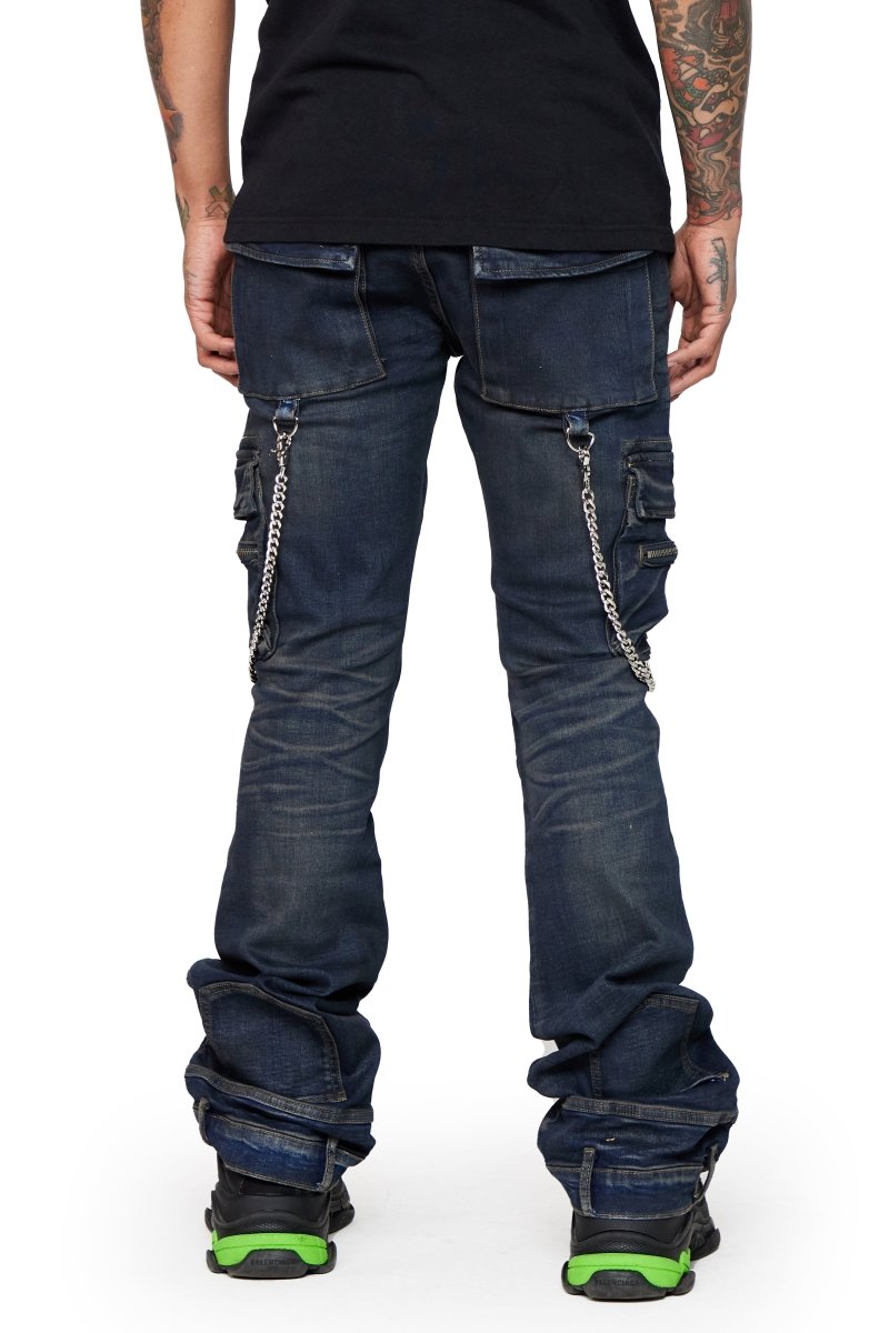 “NICO” STACKED FLARE JEAN VINTAGE BLUE - Valabasas