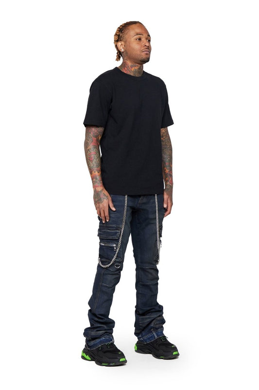 “NICO” STACKED FLARE JEAN VINTAGE BLUE - Valabasas