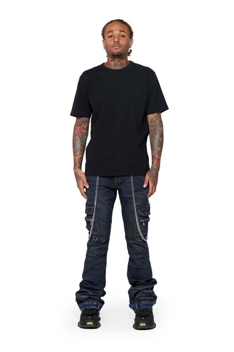 “NICO” STACKED FLARE JEAN VINTAGE BLUE - Valabasas