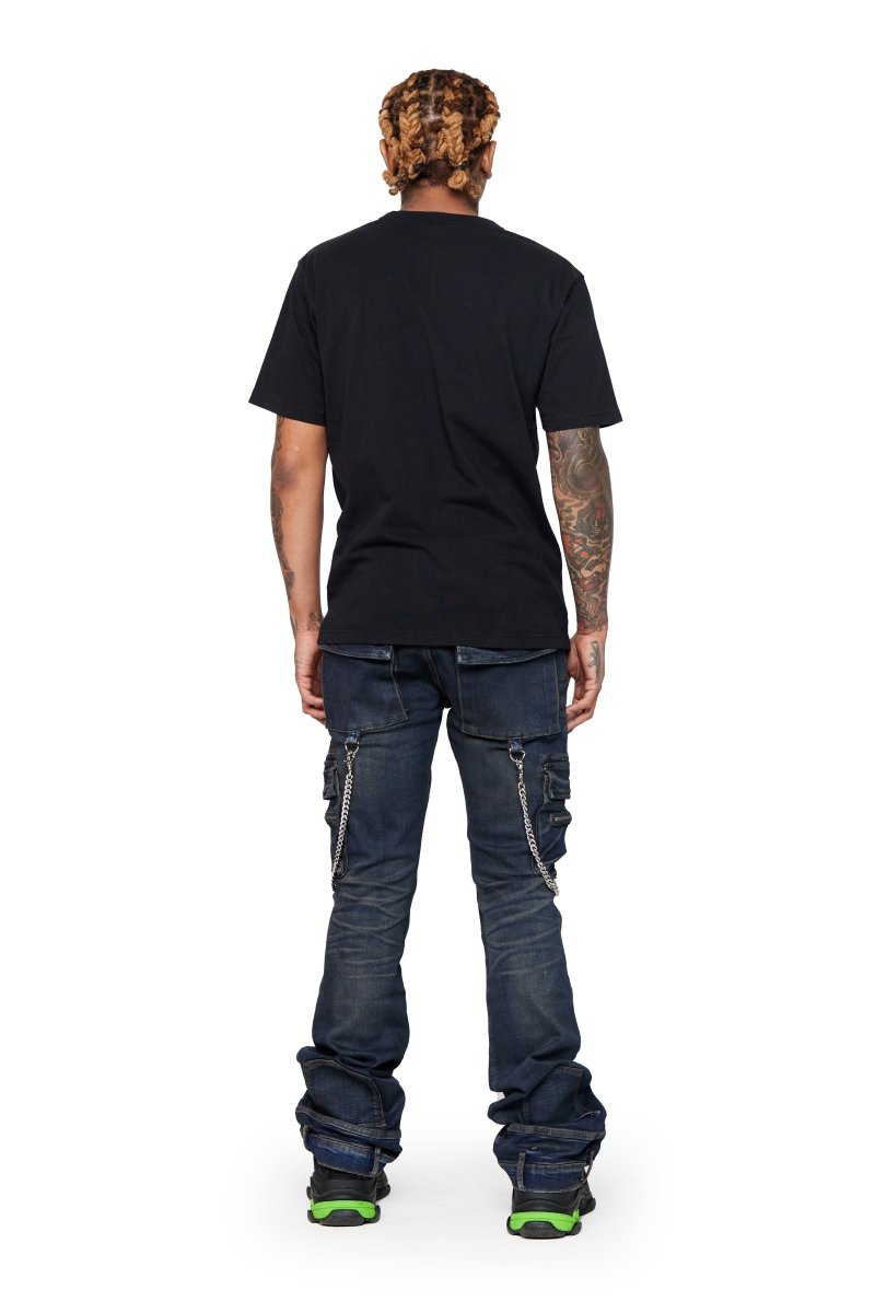 “NICO” VINTAGE BLUE STACKED FLARE JEAN