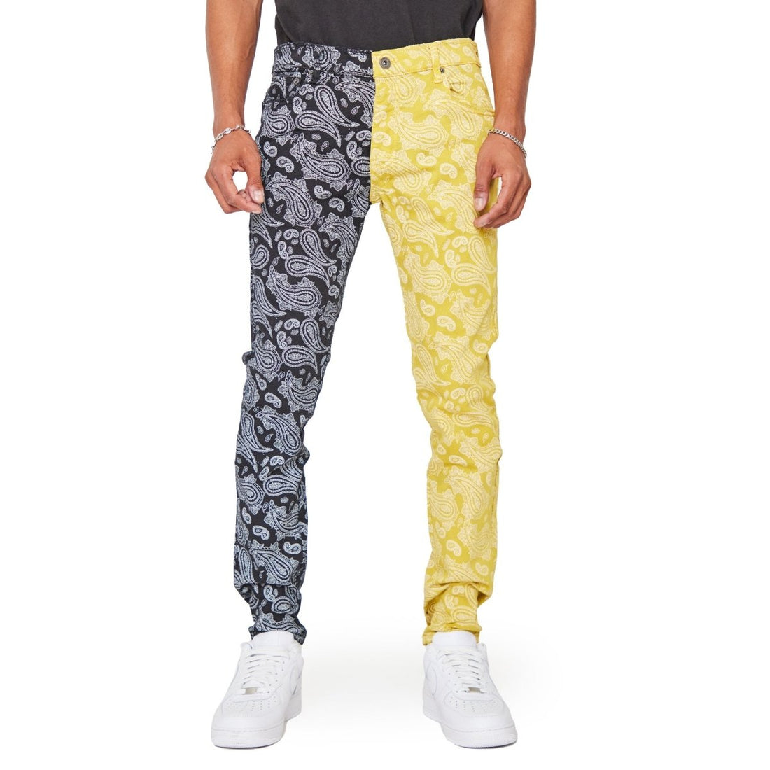 "NOVA BANDANNA" SKINNY JEANS NERO GIALLO - Valabasas