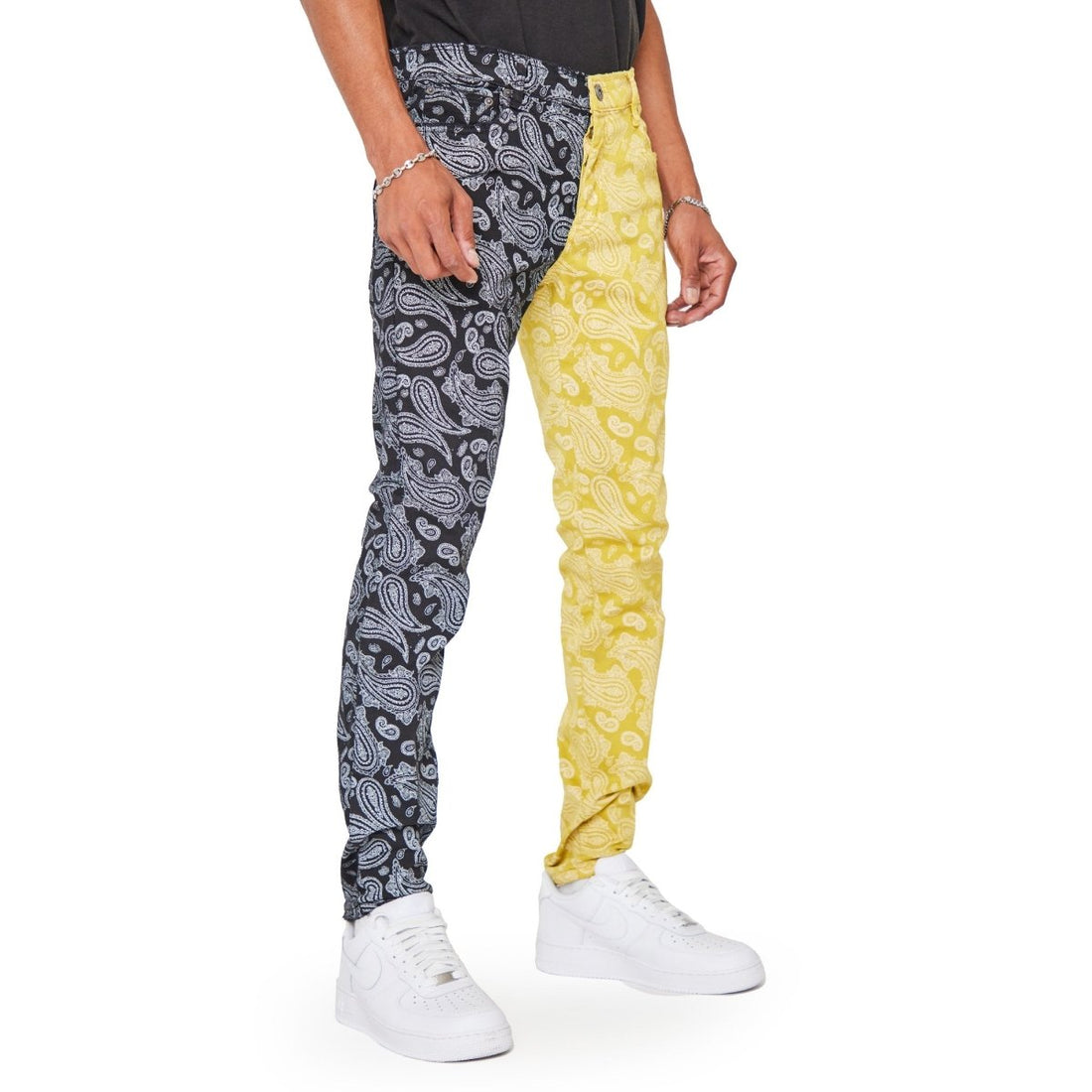 "NOVA BANDANNA" SKINNY JEANS NERO GIALLO - Valabasas