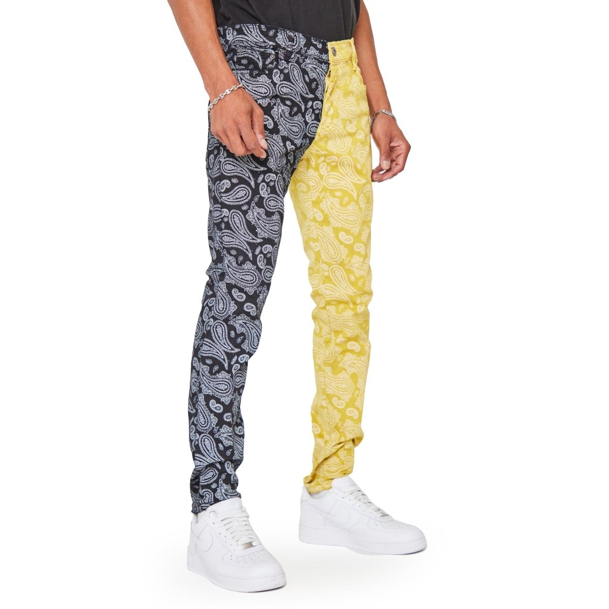 "NOVA BANDANNA" SKINNY JEANS NERO GIALLO - Valabasas