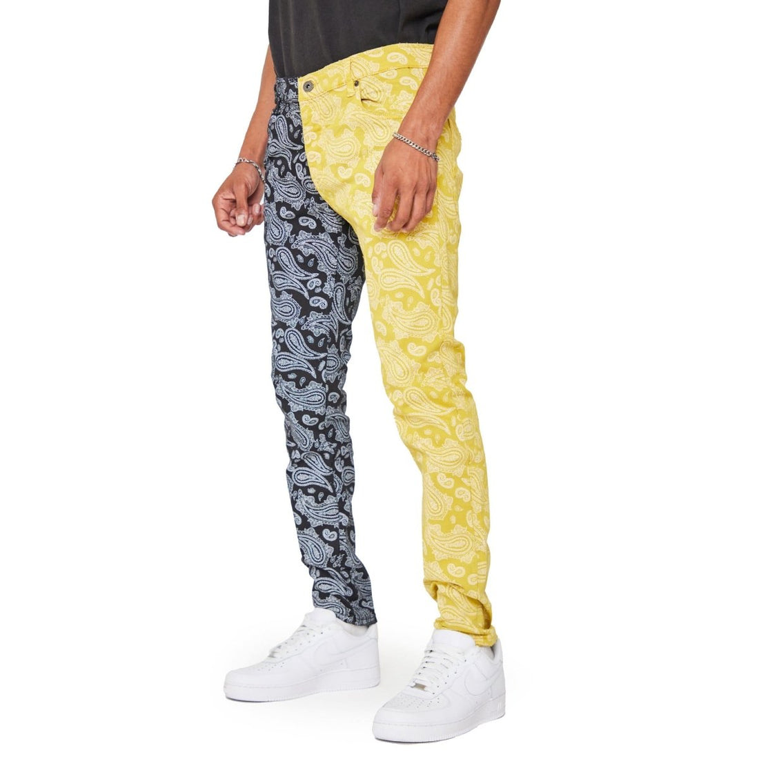 "NOVA BANDANNA" SKINNY JEANS NERO GIALLO - Valabasas