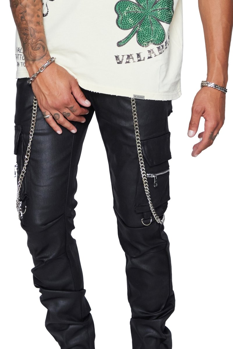 “ONYX” JEANS BLACK WAXED SKINNY - Valabasas