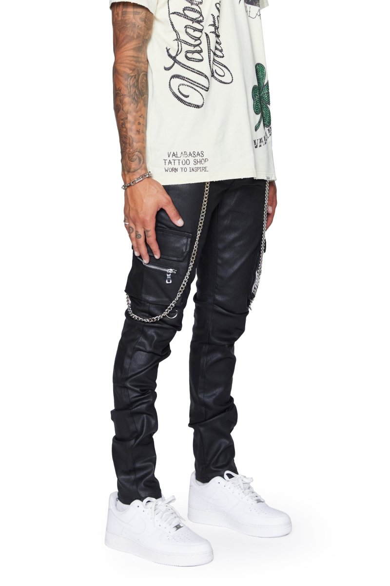 “ONYX” JEANS BLACK WAXED SKINNY - Valabasas