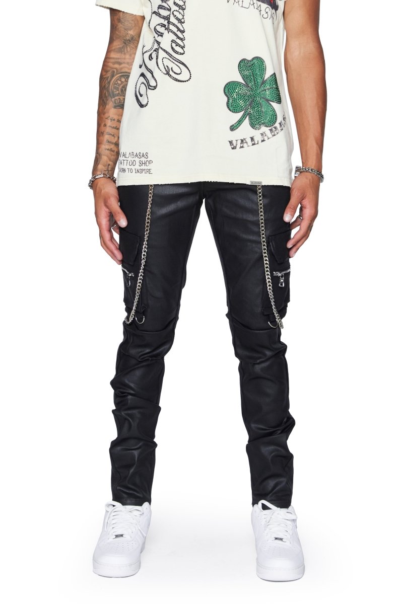 “ONYX” JEANS BLACK WAXED SKINNY - Valabasas