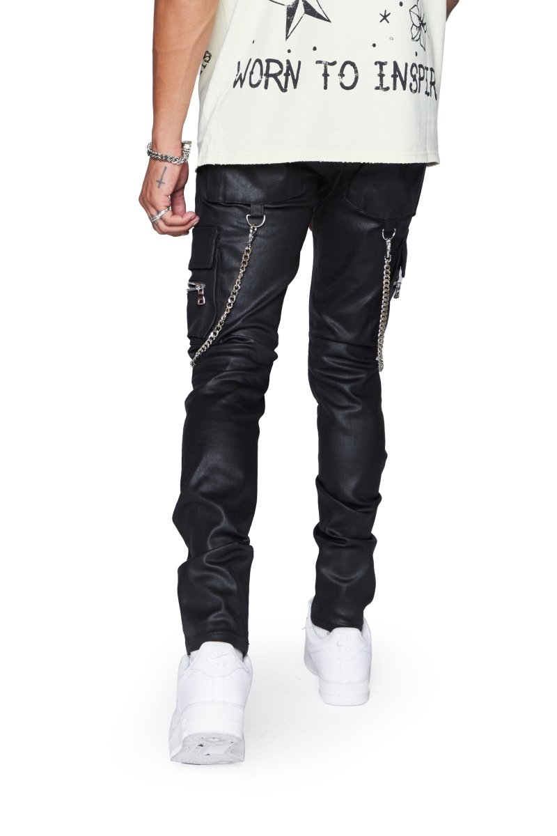 “ONYX” JEANS BLACK WAXED SKINNY - Valabasas