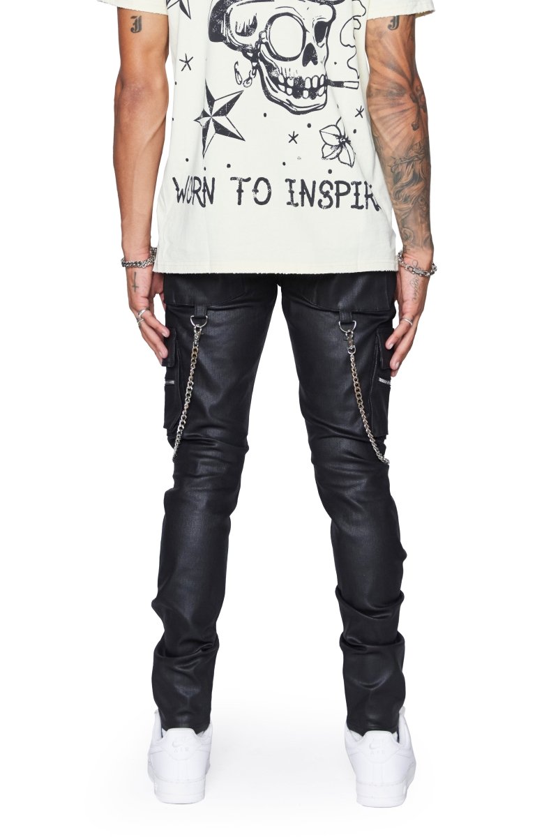ONYX” JEANS BLACK WAXED SKINNY – Valabasas