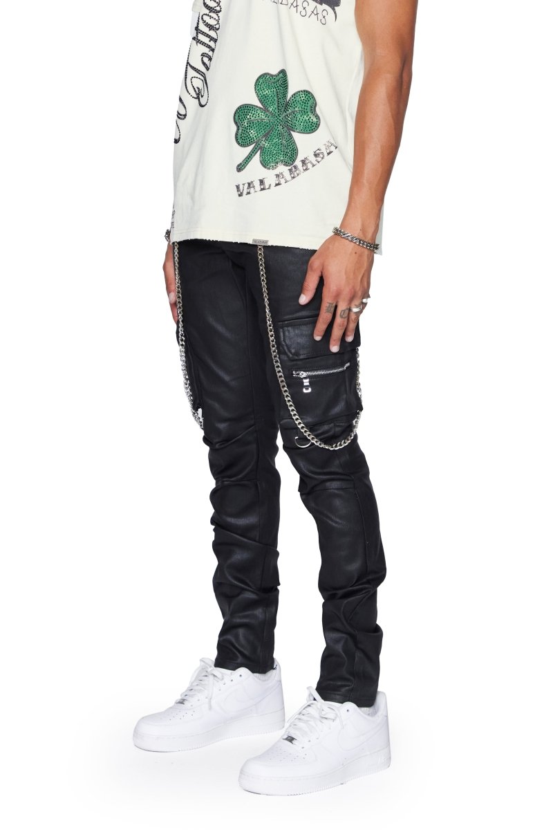 VALABASAS ブラック スリムフィット デニム 30 ONYX” JEANS BLACK WAXED SKINNY – Valabasas