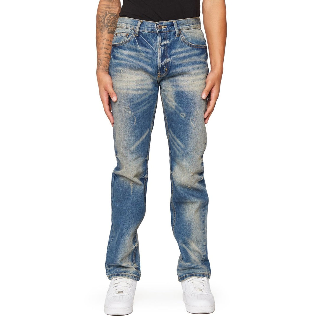 “OUTLAW” STRAIGHT LEG BLU SPORCO - Valabasas