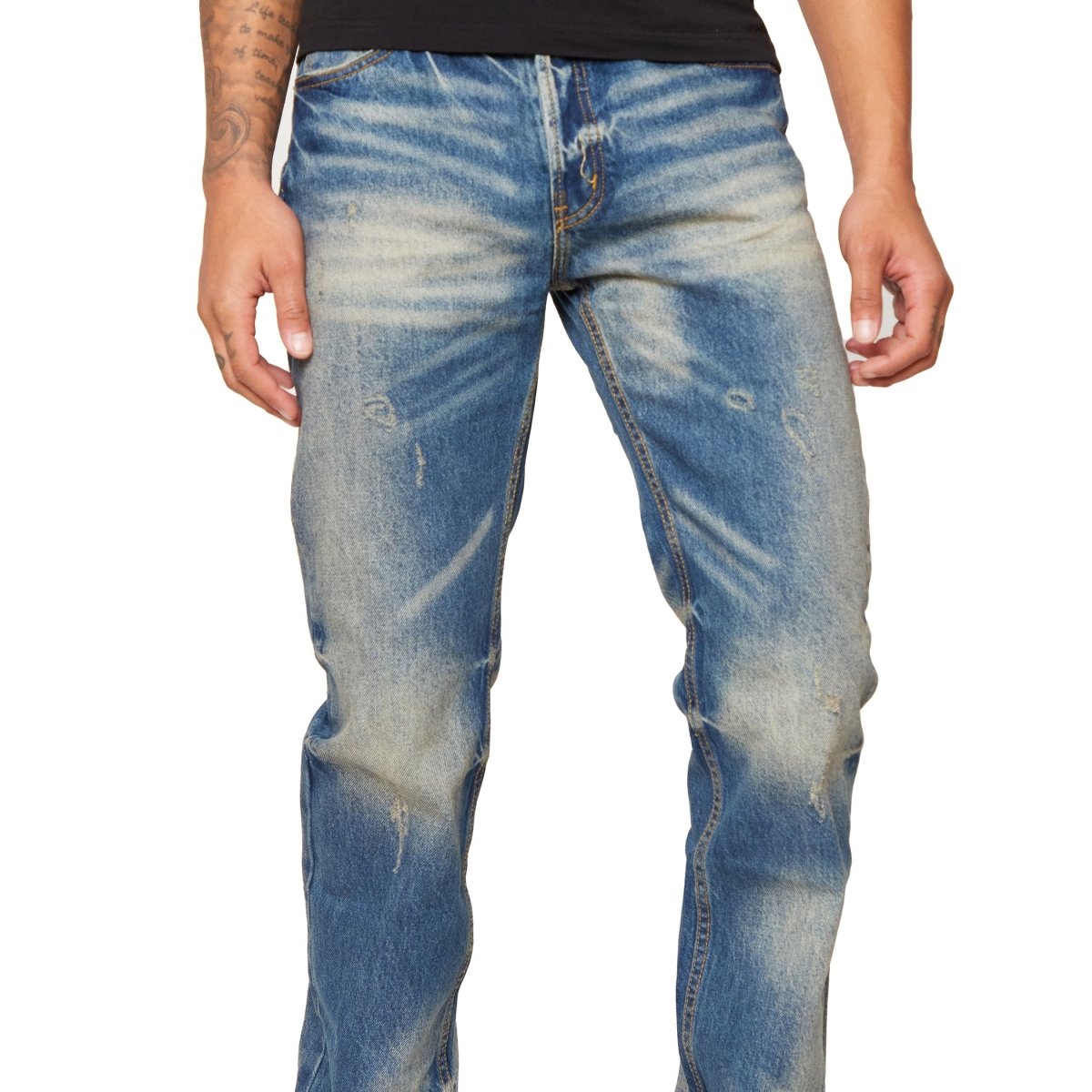 “OUTLAW” STRAIGHT LEG BLU SPORCO - Valabasas